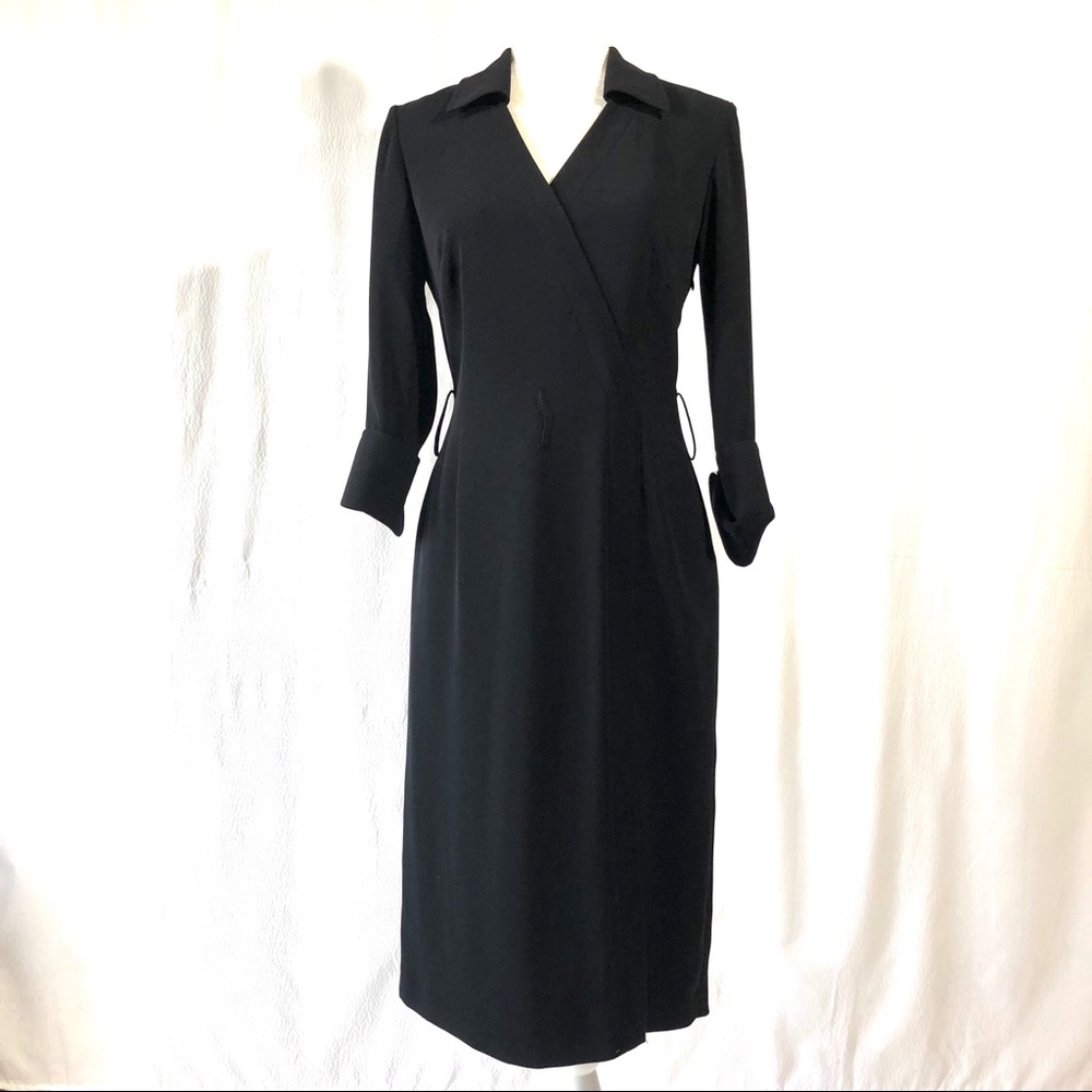 Tahari Arthur S. Levine Black Faux Wrap Dress